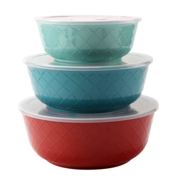 HOMEPioneer Woman Wishful Winter Solid 6-Piece Melamine Holiday Bowl Set NEW